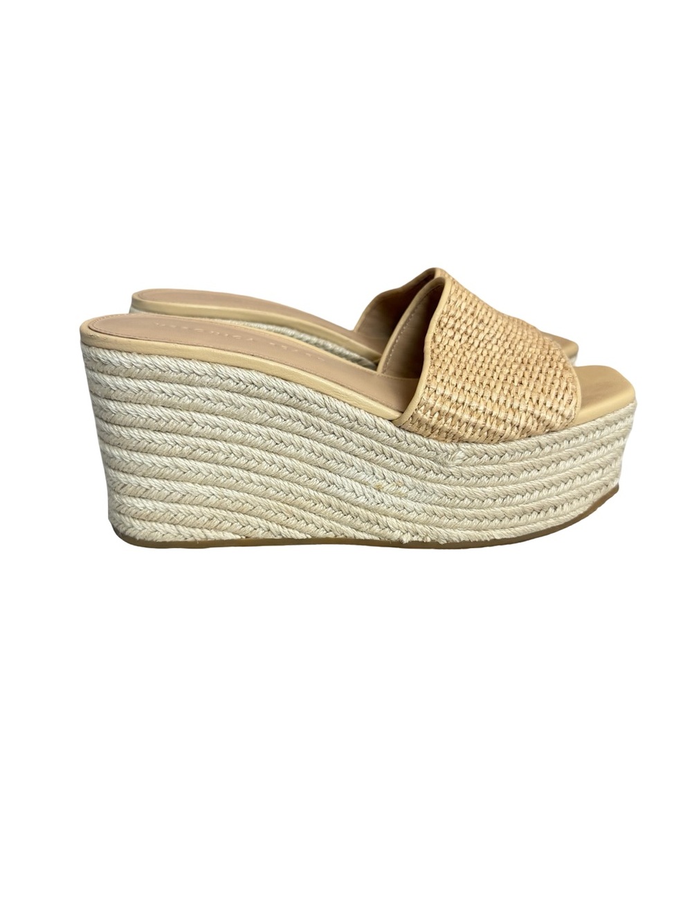 Veronica Beard Cream Woven Raffia Espadrille Wedge Sandals Slide Size 7 Women's